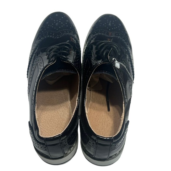 DADAWEN Women's Black Plateform Lace-Up Wingtip Square Toe Oxfords Size: US 8.5 - Picture 7 of 13